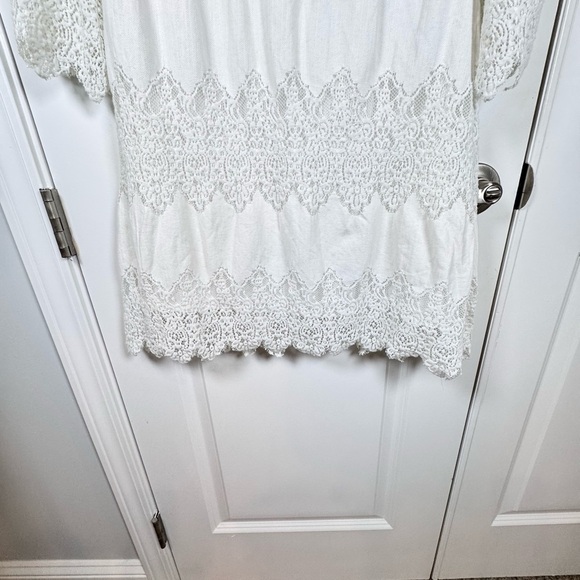 Sugar + Lipz Ivory Lace Boho Bridal Resort Cottagecore Milkmaid Dress Small - Picture 4 of 9